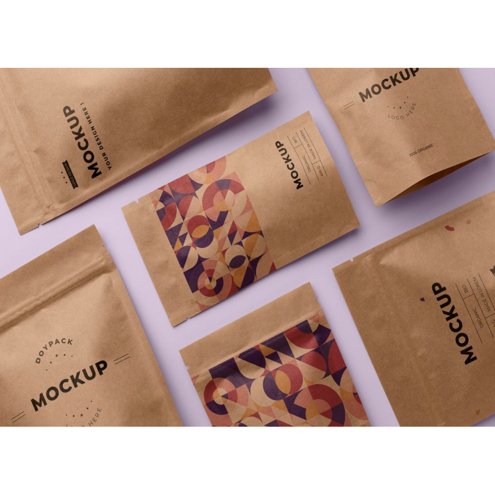Stand Up Paper Zipper Pouch Bag With Customized Logo